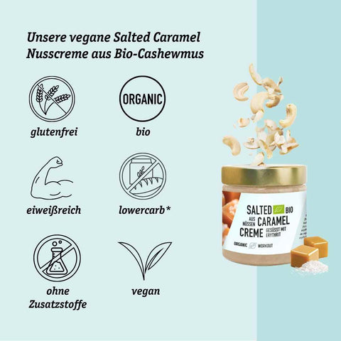 Organic Salted Caramel Nut Butter made from cashew nuts and special vanilla - vegan