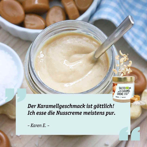 Organic Salted Caramel Nut Butter made from cashew nuts and special vanilla - vegan