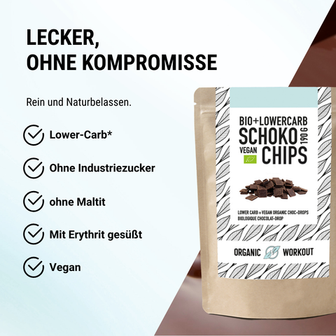 Organic Low Sugar Chocolate Drops - lower-carb*, vegan, and sweetened with erythritol