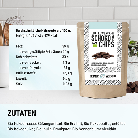 Organic Low Sugar Chocolate Drops - lower-carb*, vegan, and sweetened with erythritol