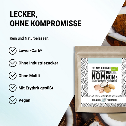 3er Big Pack Creamy Coconut NomNoms (Protein-Bites) – bio, vegan mit Bio-Erythrit und Bio Erbsenprotein