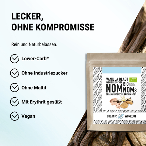 Vanilla Blast NomNoms (Protein-Bites) – bio, vegan mit Bio-Erythrit und Bio Erbsenprotein