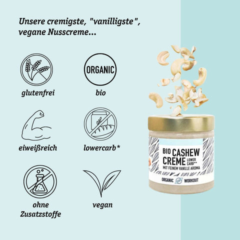 Creamy Vegan Organic Cashew Butter with a fine vanilla aroma