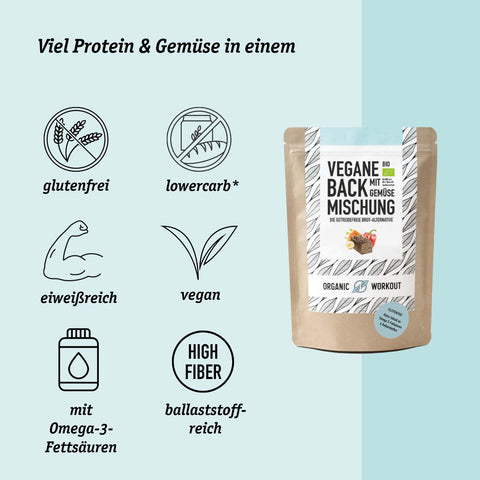 Vegan Organic Bread Baking Mix with Vegetables, the protein-rich, lower-carb* bread alternative