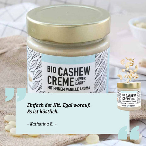 Creamy Vegan Organic Cashew Butter with a fine vanilla aroma