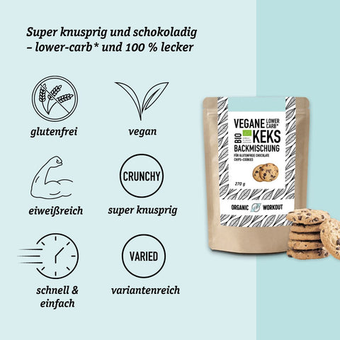 Organic Lower-Carb Vegan Cookie Baking Mix for gluten-free chocolate chip cookies and biscuits