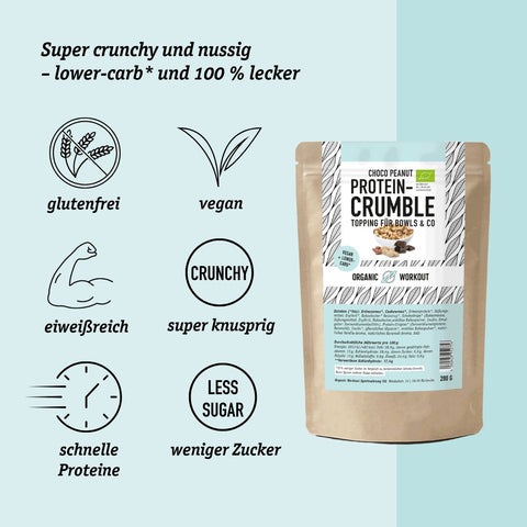 Choco Peanut Protein Crumble  – bio, vegan mit Extra Protein