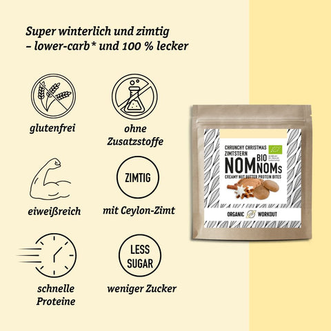 Zimtstern NomNoms (Protein-Bites) – vegan mit Extra Protein > Lieferung ab 19.11.