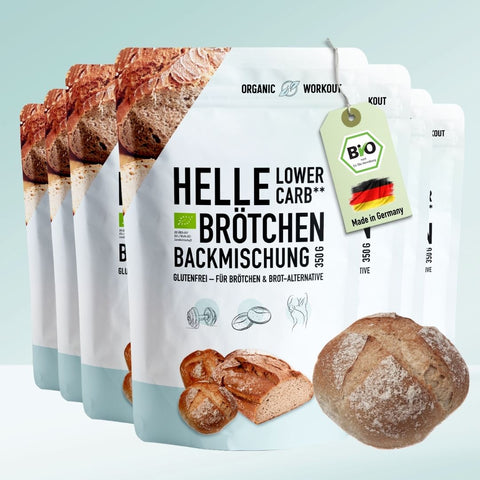 HELLE LOWER-CARB* BRÖTCHEN BACKMISCHUNG – glutenfrei, vegan, bio, Sauerteig, für Brötchen & Brot-Alternative