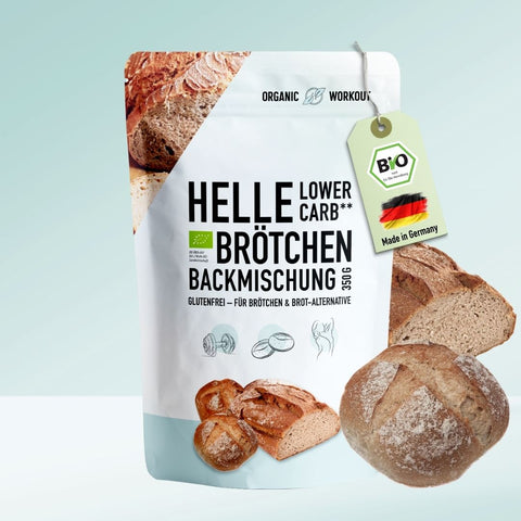 HELLE LOWER-CARB* BRÖTCHEN BACKMISCHUNG – glutenfrei, vegan, bio, Sauerteig, für Brötchen & Brot-Alternative
