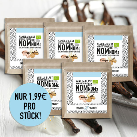 Vanilla Blast NomNoms (Protein-Bites) – bio, vegan mit Bio-Erythrit und Bio Erbsenprotein