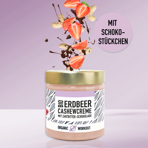 Limitierte Edition: Bio Erdbeer-Cashew-Creme mit Schoko-Stückchen