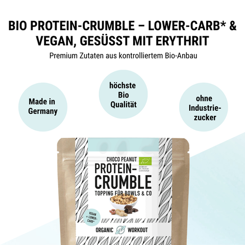 Choco Peanut Protein Crumble  – bio, vegan mit Extra Protein