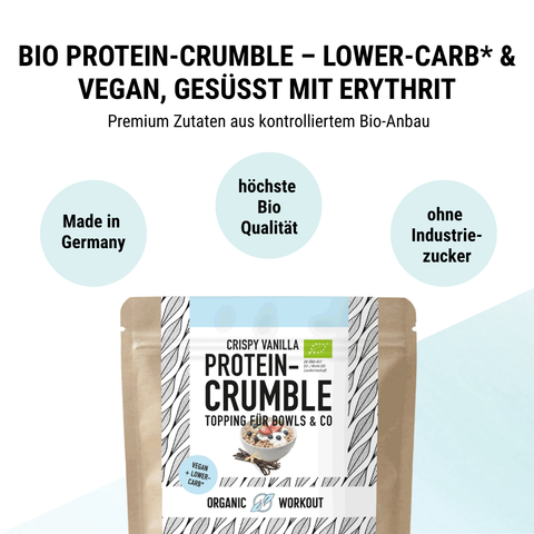 Crispy Vanilla Protein Crumble – bio, vegan mit Bio-Erythrit und Bio Erbsenprotein