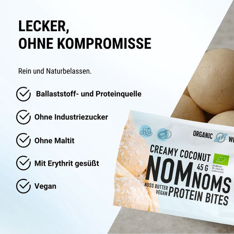 Creamy Coconut NomNoms (Protein-Bites) – bio, vegan mit Bio-Erythrit und Bio Erbsenprotein