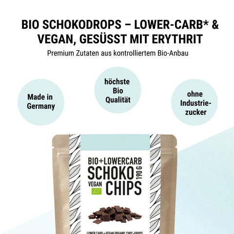 SAMPLE Organic Low Sugar Chocolate Drops - lower-carb, vegan, sweetened with erythritol - 30 g