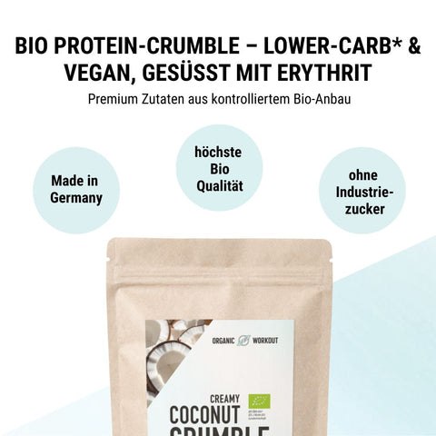 Bio Protein-Crumble Creamy Coconut - Lower-Carb & vegan, gesüsst mit Erythrit