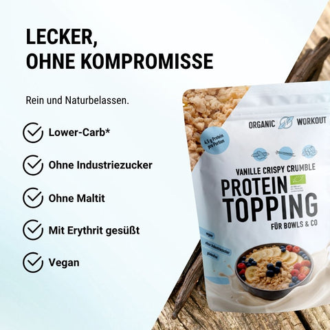 Crispy Vanilla Protein Crumble – bio, vegan mit Bio-Erythrit und Bio Erbsenprotein