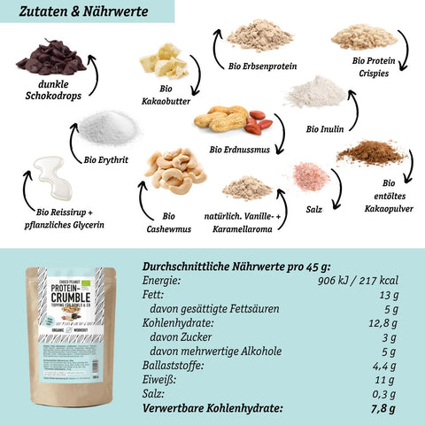 3er Bundle Protein Crumble – bio, vegan mit Bio-Erythrit und Bio Erbsenprotein