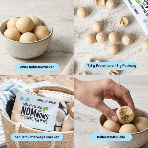 Creamy Coconut NomNoms (Protein-Bites) – bio, vegan mit Bio-Erythrit und Bio Erbsenprotein