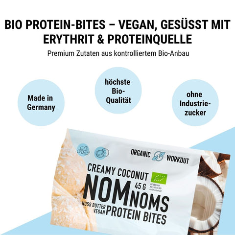 Creamy Coconut NomNoms (Protein-Bites) – bio, vegan mit Bio-Erythrit und Bio Erbsenprotein