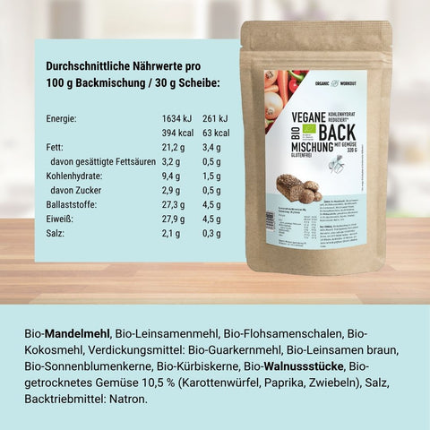Vegan Organic Bread Baking Mix with Vegetables, the protein-rich, lower-carb* bread alternative