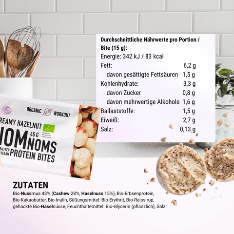 Creamy White Hazelnut NomNoms (Protein-Bites) –  bio, vegan und mit Erbsenprotein