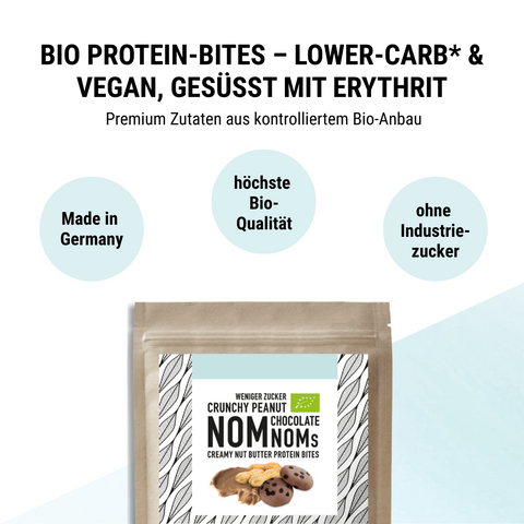 Crunchy Peanut Chocolate NomNoms (Protein-Bites) – bio, vegan mit Extra Protein