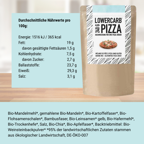 Lower-Carb Pizza Baking Mix for two gluten-free, vegan pizza crusts