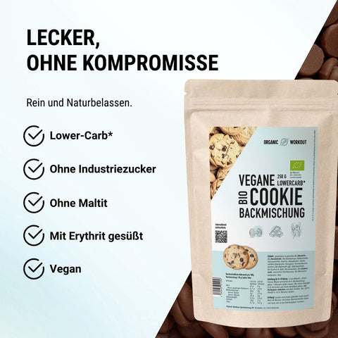 Organic Lower-Carb Vegan Cookie Baking Mix for gluten-free chocolate chip cookies and biscuits