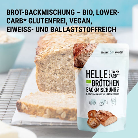 HELLE LOWER-CARB* BRÖTCHEN BACKMISCHUNG – glutenfrei, vegan, bio, Sauerteig, für Brötchen & Brot-Alternative
