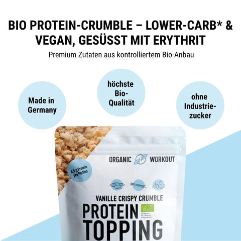 Crispy Vanilla Protein Crumble – bio, vegan mit Bio-Erythrit und Bio Erbsenprotein