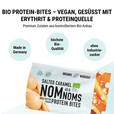 Salted Caramel NomNoms (Protein-Bites) – bio, vegan mit Bio-Erythrit und Bio Erbsenprotein