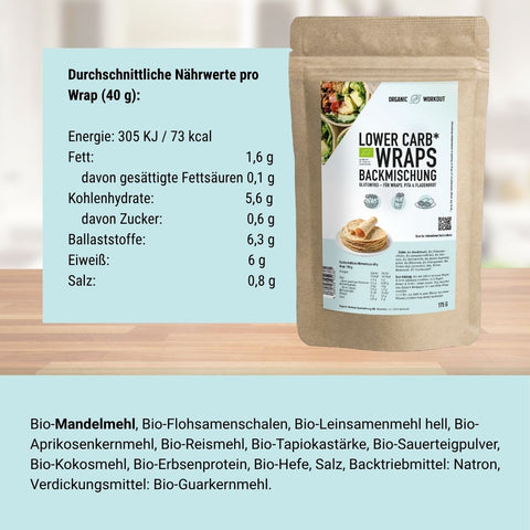 WRAPS LOWER-CARB* BACKMISCHUNG – glutenfrei, vegan, bio, Sauerteig, für Wraps & Fladenbrot