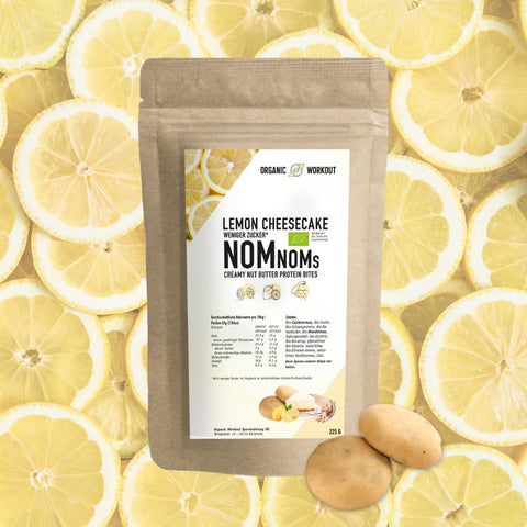 LIMITED EDITION Lemon Cheesecake NomNoms (Protein-Bites) – bio, vegan mit Bio-Erythrit und Bio Erbsenprotein