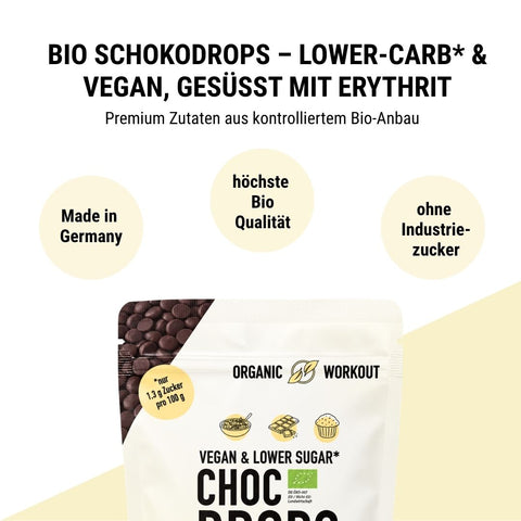 Organic Low Sugar Chocolate Drops - lower-carb*, vegan, and sweetened with erythritol