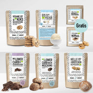 Plant Lover’s Bundle: Organic Vegan Chocolate Biscuit Baking Mix + Crunchy Hazelnut Butter + Lower-Carb Baking Mix + Vegan Shake Sample