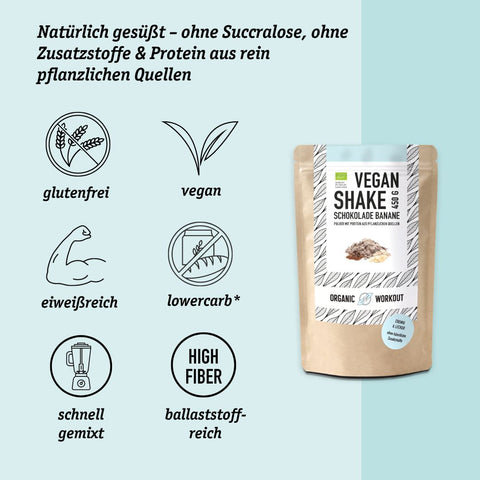 SAMPLE Organic Vegan Chocolate Banana Shake with plant-based protein - 30 g